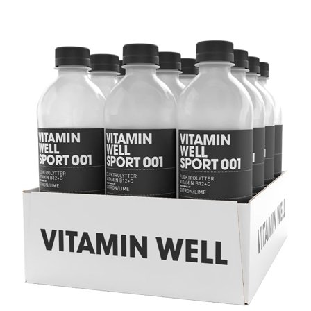 12 x Vitamin Well Sport 001, 500ml, Lemon/Lime, Kort dato