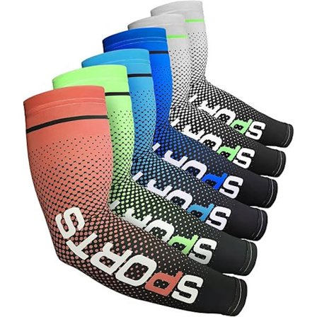 Arm Sleeves UV Solbeskyttelse Ermer Kjølende Sportarmer Anti-Skli Is-Silke Varmere Armbeskyttere for Menn Kvinner 6stk