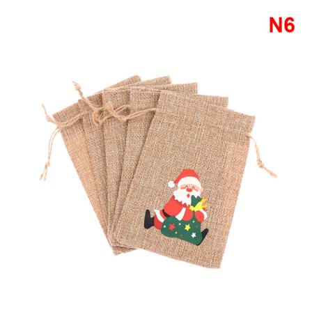 5st Säckväv Canvaspåsar Med Dragsko Jultomtens Godispåse