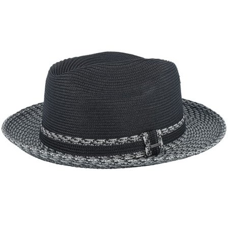 Bailey - Svart straw Hatt - Mannesroe Black/Charcoal Multi Straw Hat @ Hatstore