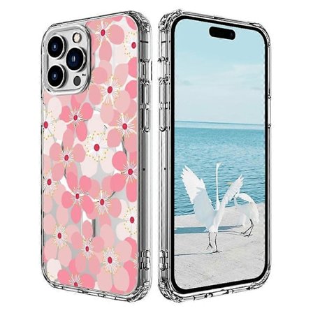Skal för iPhone 16 Pro Kompatibelt med MagSafe Blommönster Tryck TPU+PC Telefonskal - Stil G