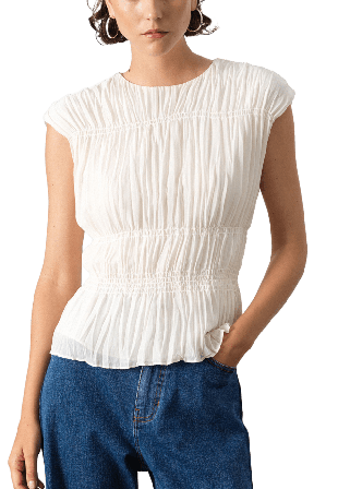 French Connection Saylor Pleated Georgette Sleeveless Top Överdelar Dam Vit L