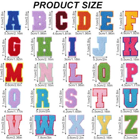 52 stycken Iron on Letter Patches A-Z Chenille Patches Brodera