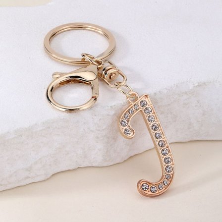 Alphabet Diamant Nøglering, Taske Charm Nøglering-J