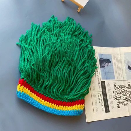 Skitne fletter, strikkeluer, Hip Hop-festluer, trendy personlighet for menn og kvinner, europeiske og amerikanske varme strikkede parykker, luer, 