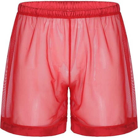 Gjennomsiktige mesh løse shorts for menn Lounge Undertøy Cover Up Boxer Trunks S-3xl