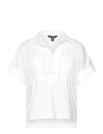 Cotton-Blend Short-Sleeve Camp Shirt White Lauren Ralph Lauren