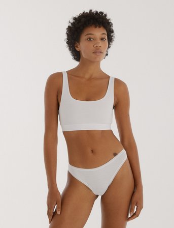 Organic Basics Core Rib Thong - White - L