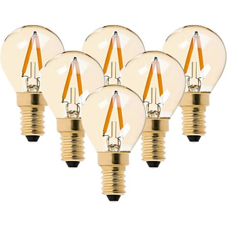 G40 LED-filamentti Mini Globe -lamppu 1W, Lämmin 2200K (Amber Glow, E14 SES 220V-240V Vintage Kynttilänjalka-lamput, 6 kpl pakkaus