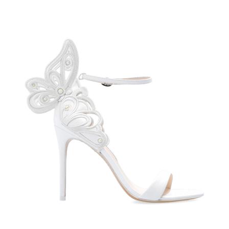 Sophia Webster, Chiara heeled sandals Wit, Dames, Maat:39 EU,leer,geborduurd patroon