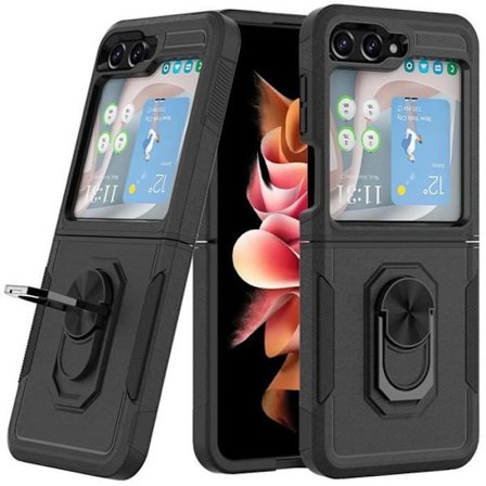 Coque - BOOLING - för Samsung Galaxy Z Flip 5/6 - Hård Skydd - Metallstöd - Halkfri