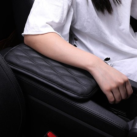 Sort bil armlænpude dækken centerkonsolboks PU læder Cu