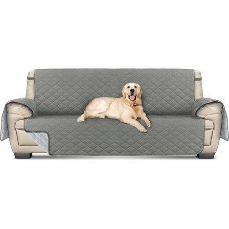 Sofaovertrekk 3-seter Sklisikkert Vendbart Sofatrekk, Vannavstøtende Sofatrekk for Kjæledyr med Elastisk Stropp, (Grå)