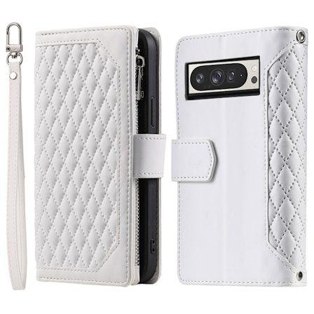 För Google Pixel 10 Pro XL Zipper Wallet Case Rhombus Telefonfodral