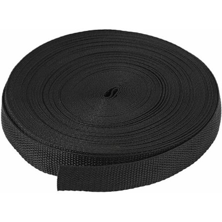 25 mm x 20 m rull nylonbånd for veskebelteproduksjon DIY-håndverk - svart