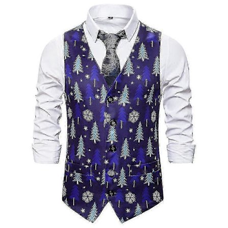 Herre Jule Vest Slim Fit Jul Jakkesæt Vest Jakke Casual Overtøj_vv