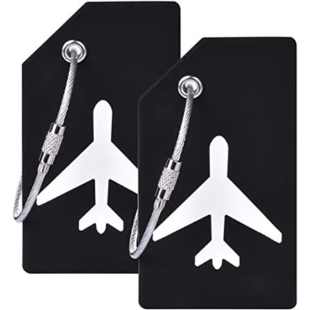 Silikon bagasjelapp med navne-ID-kort (svart 2-pakningsetikett), ver