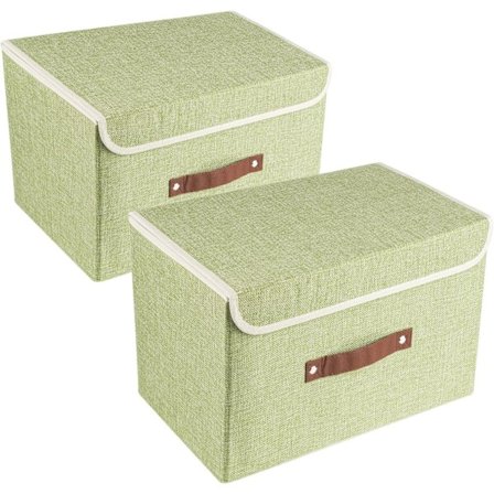 Opbevaringskasser med låg, stof, vaskbare, organiseringskasser, 38x25x25 cm, sæt af 3