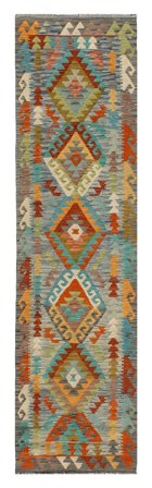 Kilim Afghan Old Style Rug Hand Woven 75X304 Runner Brown/Green Afghanistan