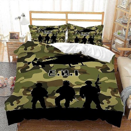 v3028 Sengetøy Militær Kamuflasje Farge Soldater Dynetrekk Sett Soveromsdekor Sengetøy IU3028