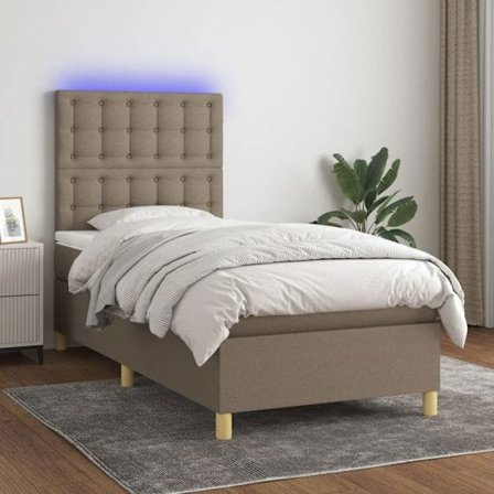 Maison Exclusive - Seng med lameller og madras samt LED Taupe 80x200cm Stof