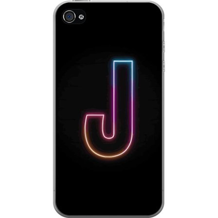 Kompatibelt Mobildeksel til Apple Apple iPhone 4 Minimalistisk neonbokstav J i fargeskiftende lys mot svart bakgrunn