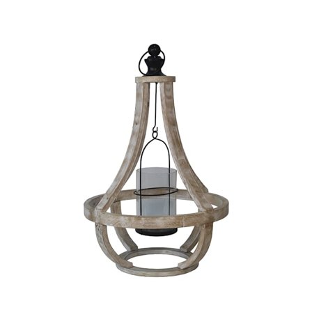 Puinen lyhty lasikuvulla – 35x35x52 cm