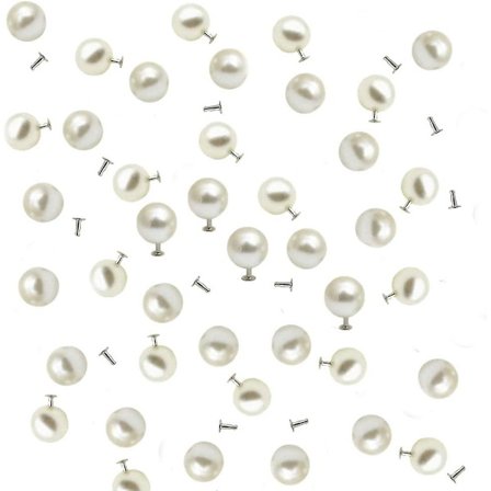 100 Set Pearl Rivet, halv hål Faux Pearls Rivets Nitar Knappar För Hatt/sko/kläder/väska/kjol/brudslöja Diy (6,0 mm)
