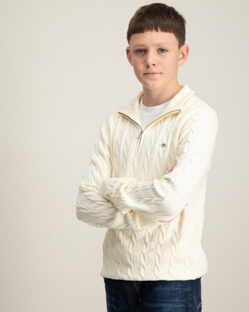 GANT COTTON CABLE HALF ZIP Hvit Genser Gutt - Kids Brand Store