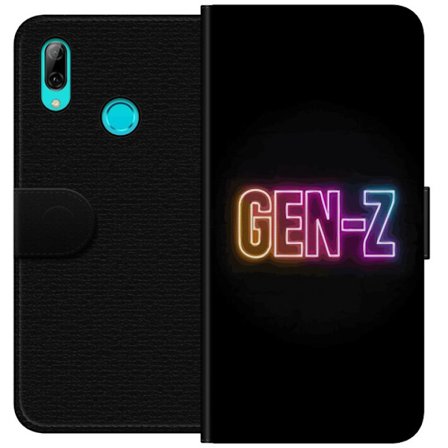 Yhteensopiva Lompakkokotelo Huawei Huawei P smart 2019 Neontext Gen Z värikkäässä valossa tummaa taustaa vasten modernissa digitaalisessa tyyliiss