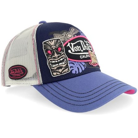Von Dutch - Blå trucker Keps - Multi Patches White/Purple/Black A-Frame Trucker @ Hatstore