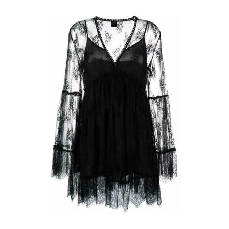 Pinko, Leavers Lace Dress Zwart, Dames, Maat:S