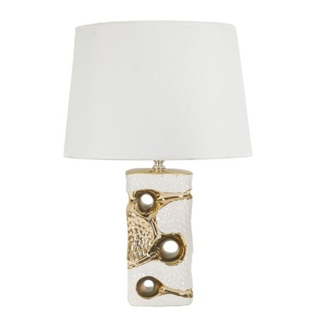 Pöytävalaisin, Keraaminen, Ø30x43,5 cm, Valkoinen/Kulta