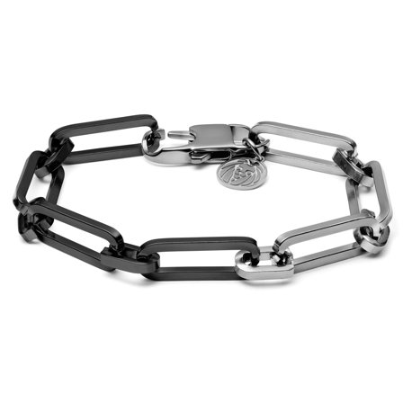 Ankerkette Armband Silberfarben & Gunmetalgrau Cedric Amager für Männer - Edelstahl Armbänder