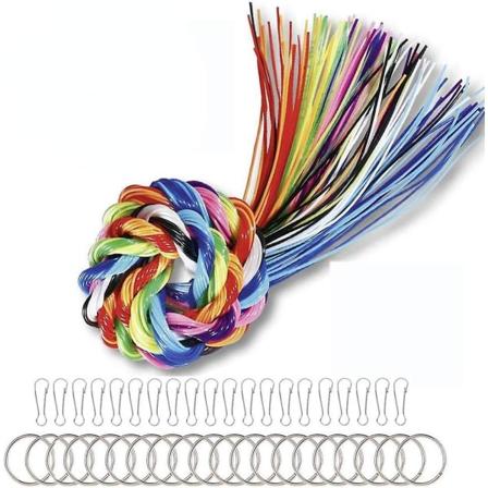 Trådsett med 20 farger, klips og nøkkelringer for smykkeproduksjon