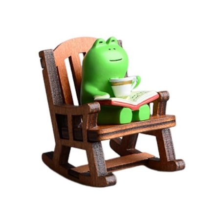 2 stk./sett Miniatyr Frosk Gyngestol Figursett Morsom Frosk Skulptur Skrivebordsdekorasjon Søt Frosk Gave