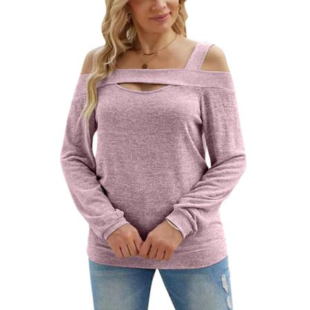 Kvinnor Fyrkantig Hals Enfärgad Off Shoulder Tee Långärmade Toppar