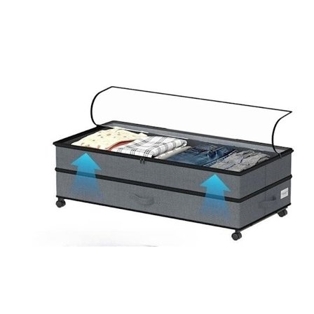 Under Seng Opbevaring 1/2-pakke 75L, XXL Skuffer med Låg og Hjulsæt, Justerbar Opbevaring_TF_TF