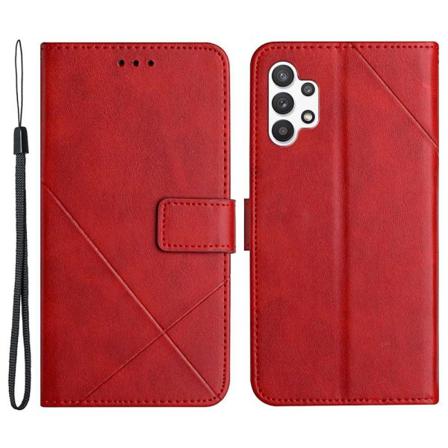SKALO Samsung A13 4G Kohokuvioitu PU Nahka Lompakkokotelo - Puna Red