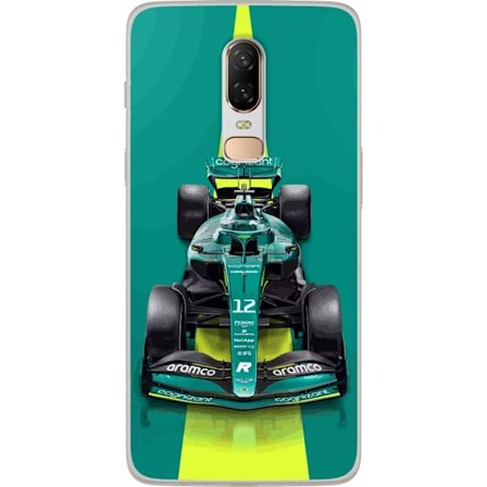 Yhteensopiva Puhelinkuori OnePlus OnePlus 6 Aston Martinin Formula 1 -auto vihreässä kilpailumuotoilussa, jossa on moderni studiosentuntma