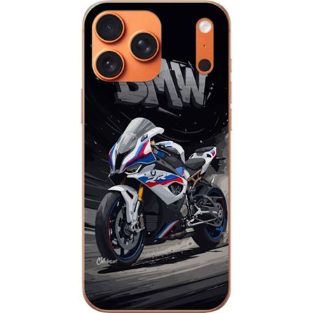 Kompatibelt Mobildeksel til Apple Apple iPhone 17 Pro Max BMW sportsmotorsykkel illustrasjon hvit og blå supersport sykkel for motorsykkelentusiaster