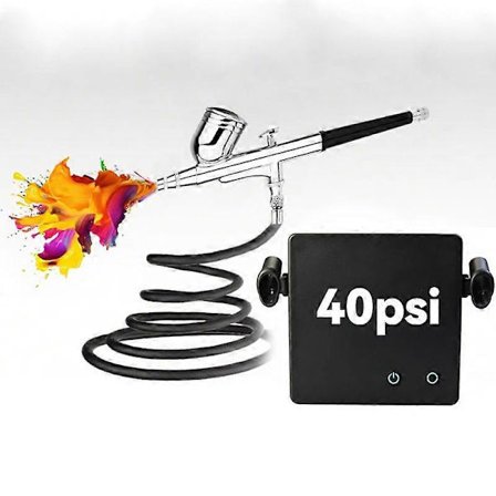 40PSI Airbrush Kit med Kompressor, Justerbar Portabel Airbrush-pistol för Målning, Naglar, Modellering och Tårtdekoration