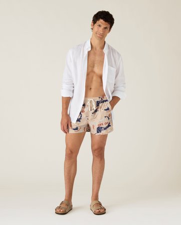 Lexington Tryckta badshorts, beige