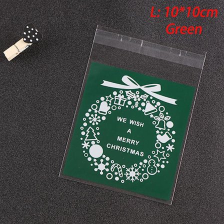 100 st/paket Godis & kakor påse förpackning omslag GRÖN 10X10CM