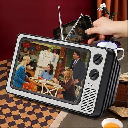 12" Skärmförstorare för Mobiltelefon - Retro TV Förstärkare 3D HD Mobiltelefonskärm Förstoringsförstoring (Grå)