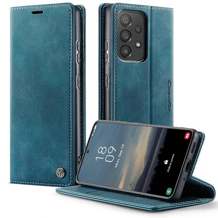 Suojakotelo Samsung Galaxy A33 5G puhelimelle, CASEME 033 -sarja, RFID-suojattu lompakkokotelo, vasikannahkajäljitelmä, vihreä [DB]