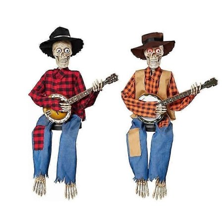 Duelling Banjo Skeletons, Funny Animated Halloween Banjo Skeletons With Glowing Eyes