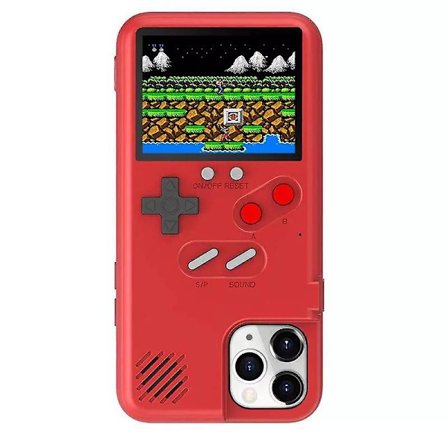 Spilkonsollæske til iPhone 11 Pro Max, Retro Gameboy-æske til iPhone, Farveskærm Spiltelefonæske til iPhone 11 Pro Max Rød
