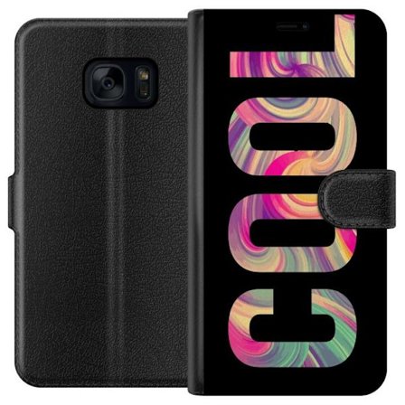 Yhteensopiva Lompakkokotelo Samsung Samsung Galaxy S7 Nykytaiteellinen typografia taiteilu sanaa LOVE nestemäisissä sateenkaariväreissä mustaa tau