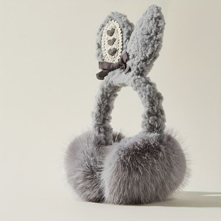 Dame Kaninører - Myke, plysj ørevarmere for vinteren med fluffy kaninører, vindtett beskyttelse mot kulde